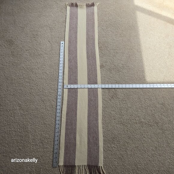 Wool Scarf Neutral Colors Stripe - Picture 2 of 13